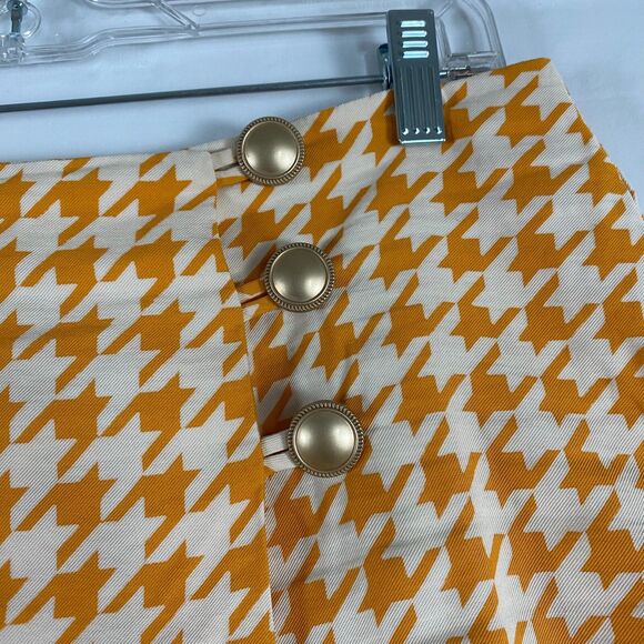 ALLMA  Women's Skort Houndstooth Gold Buttons Front Spring Summer Size S/M - Picture 4 of 10